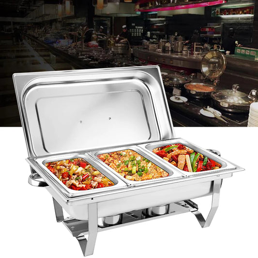 3 * 3L Chafing Dish Set Full Size Stainless Steel Silver Catering Warmer Set For Buffet Catering